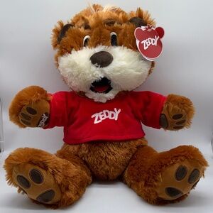 Zeddy Bear Zellers Department Store Mascot Brown Teddy Plush Toy with Red Shirt